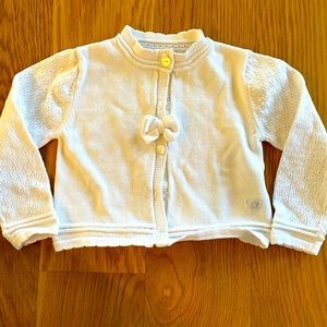 3pommes white cardigan with bow
